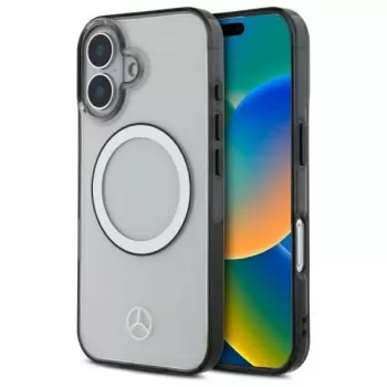 Mercedes-Benz MEHMP16S23HUOKC iPhone 16 6,1 Zoll Transparente Hartschale mit gedrucktem Logo MagSafe