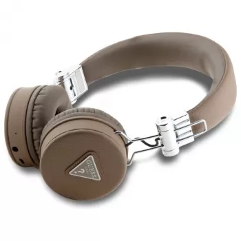 Guess Grained Classic Round Shape Wireless Bluetooth Over-Ear Headphones mit ENC, Braun