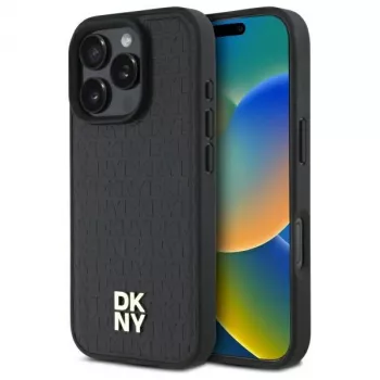 DKNY DKHMP16XPSHRPSK Hard Case für Apple iPhone 16 Pro Max 6,9 Zoll Schwarz Repeat Pattern Stack Logo MagSafe