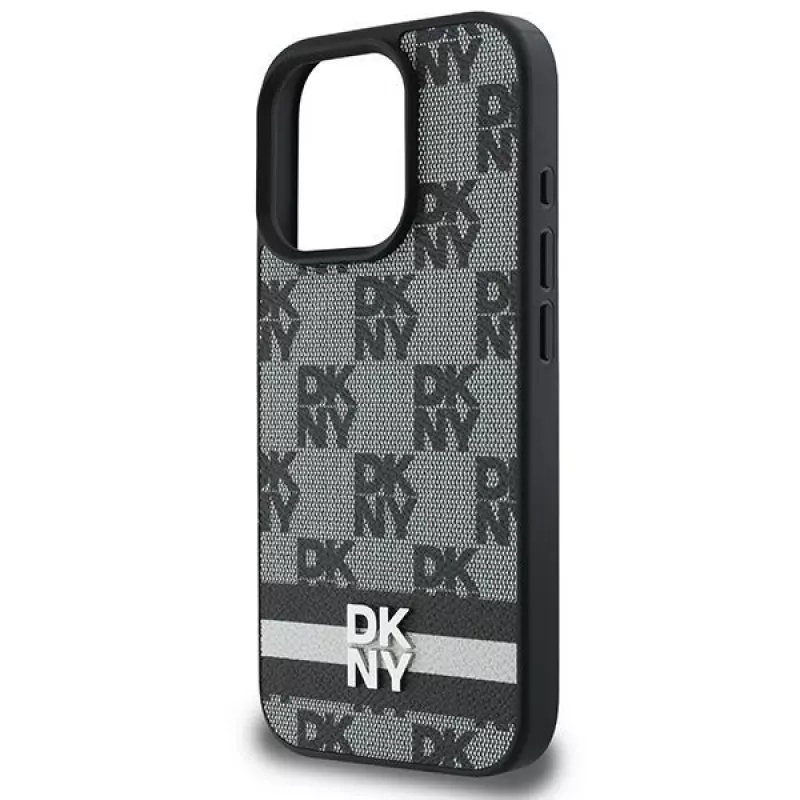 DKNY DKHCP16LPCPTSSK Hard Case für Apple iPhone 16 Pro 6,3 Zoll Schwarz Karomuster & Bedruckte Streifen