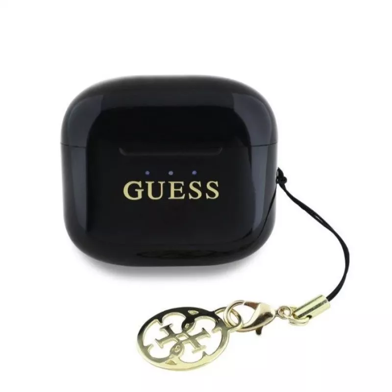 Guess Glossy Effect Printed Classic Logo & Charm TWS Bluetooth Earbuds mit Ladecase (Schwarz)