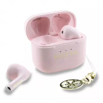 Guess Glossy Effect Printed Classic Logo & Charm TWS Earbuds Pink