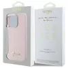 Guess GUHCP16LSMBSLP iPhone 16 Pro 6.3 Zoll Pink Silikon Hartschale mit Script Metal Logo & Rahmen