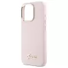 Guess GUHCP16LSMBSLP iPhone 16 Pro 6.3 Zoll Pink Silikon Hartschale mit Script Metal Logo & Rahmen