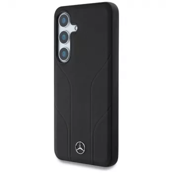 MERCEDES-BENZ Etui Mercedes Leather Debossed Lines MagSafe für Samsung Galaxy S25+ Schwarz