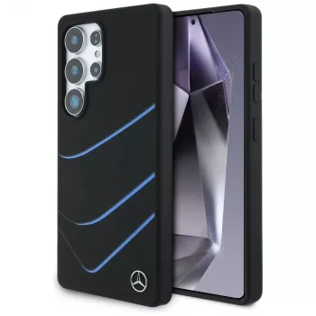 MERCEDES-BENZ Silicone Contrasted Curves MagSafe Case für Samsung Galaxy S25 Ultra Schwarz