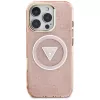 Guess IML Metal Glitter 4G Circle Triangle MagSafe Case für Apple iPhone 16 Pro Max (Pink)