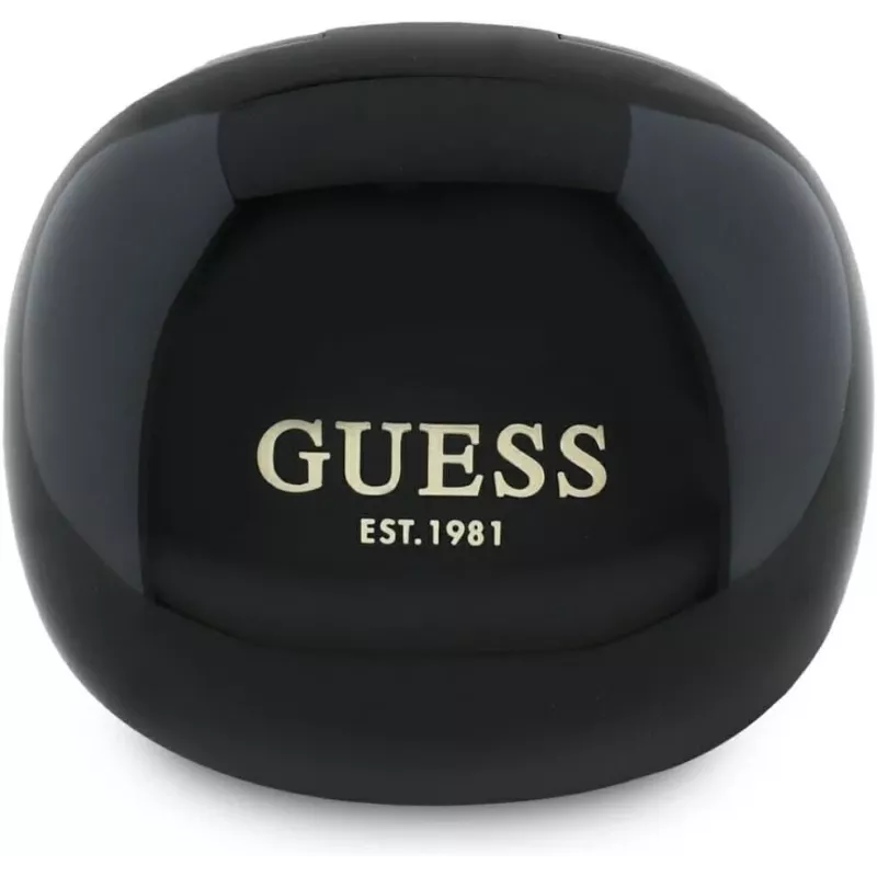 Guess Flat Classic Logo Electroplated TWS Earbuds mit Ladecase (Schwarz)