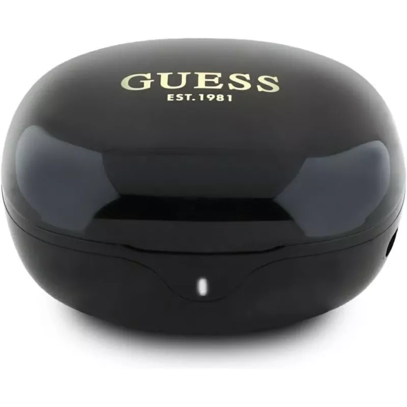 Guess Flat Classic Logo Electroplated TWS Earbuds mit Ladecase (Schwarz)