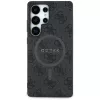 Guess Leather 4G Colored Ring Classic Logo MagSafe Back Cover für Samsung Galaxy S25 Ultra, Schwarz