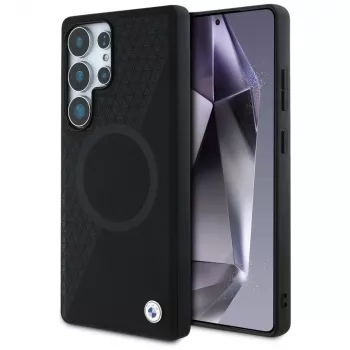 BMW Leder-Halbtextur-MagSafe-Case für Samsung Galaxy S25 Ultra Schwarz