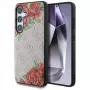 Guess Leather 4G Flowers Print Metal Classic Logo MagSafe Case für Samsung Galaxy S25 Pink