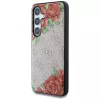 Guess Leather 4G Flowers Print Metal Classic Logo MagSafe Case für Samsung Galaxy S25 Pink