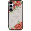 Guess Leather 4G Flowers Print Metal Classic Logo MagSafe Case für Samsung Galaxy S25 Pink