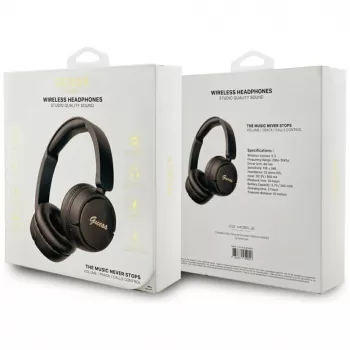 Guess Metal Logo Script Wireless Bluetooth 5.3 Over-Ear Headphones, Schwarz