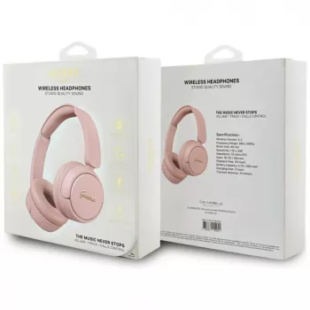 Guess Metal Logo Script Kabellose Bluetooth 5.3 On-Ear-Kopfhörer (Pink)
