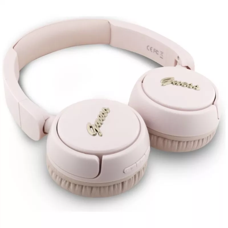 Guess Metal Logo Script Kabellose Bluetooth 5.3 On-Ear-Kopfhörer (Pink)