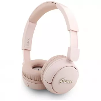Guess Metal Logo Script Kabellose Bluetooth 5.3 On-Ear-Kopfhörer (Pink)
