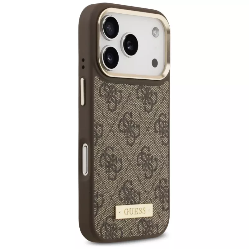 Guess 4G Logo Plate MagSafe Case für Apple iPhone 17 Pro Braun