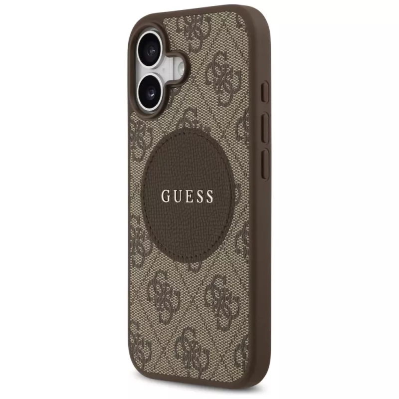 Guess 4G Circle Classic Logo MagSafe Back Cover für Apple iPhone 17 - Braun