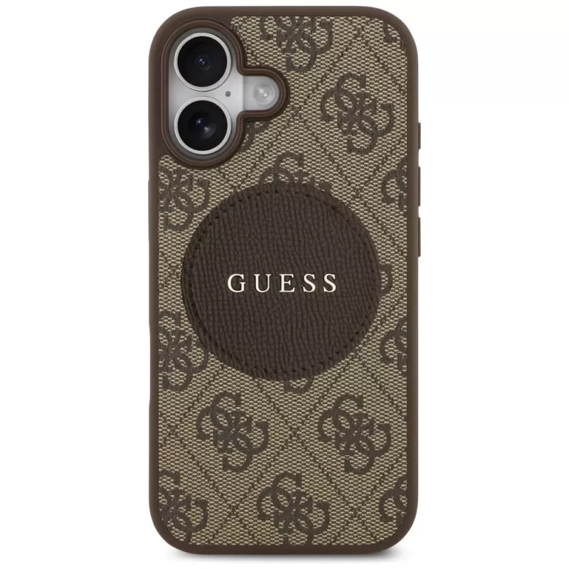 Guess 4G Circle Classic Logo MagSafe Back Cover für Apple iPhone 17 - Braun