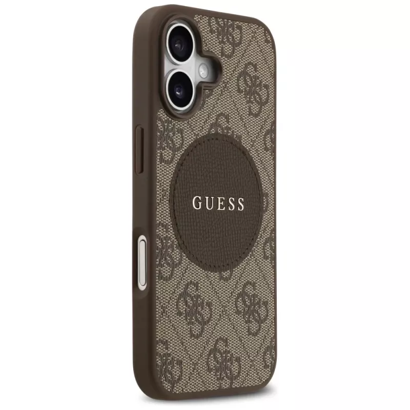 Guess 4G Circle Classic Logo MagSafe Back Cover für Apple iPhone 17 - Braun