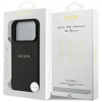 Guess Grained Ring MagSafe Case für iPhone 17 Pro (Schwarz)