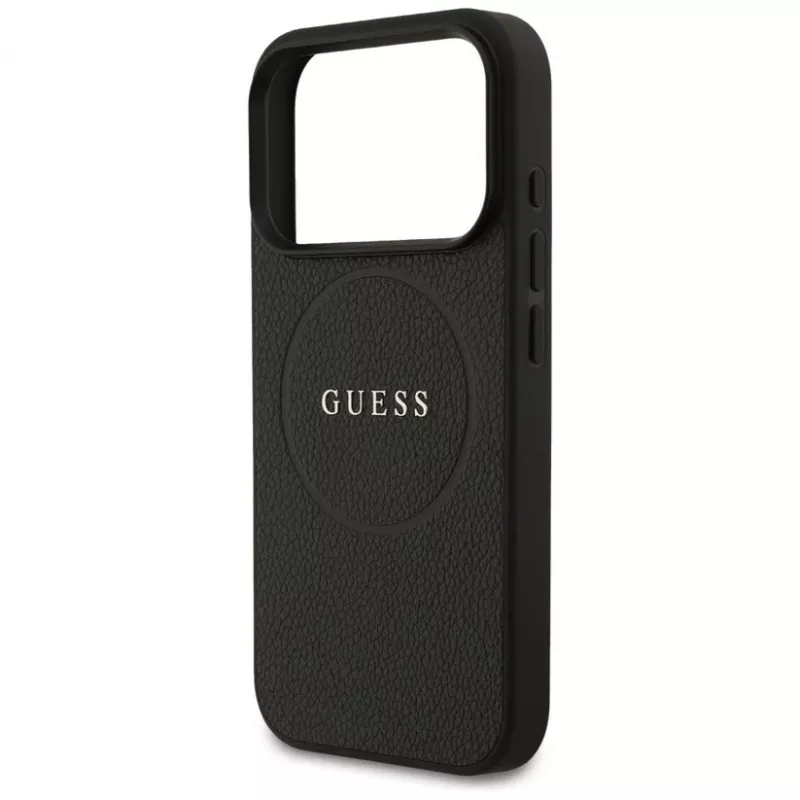 Guess Grained Ring MagSafe Case für iPhone 17 Pro Max (Schwarz)