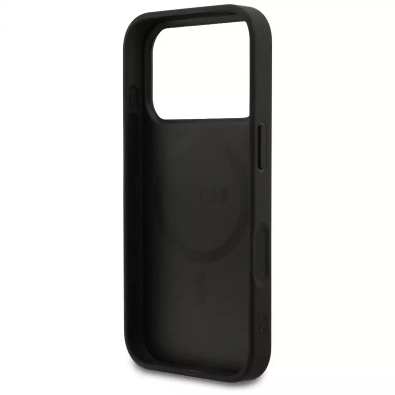 Guess Grained Ring MagSafe Case für iPhone 17 Pro Max (Schwarz)