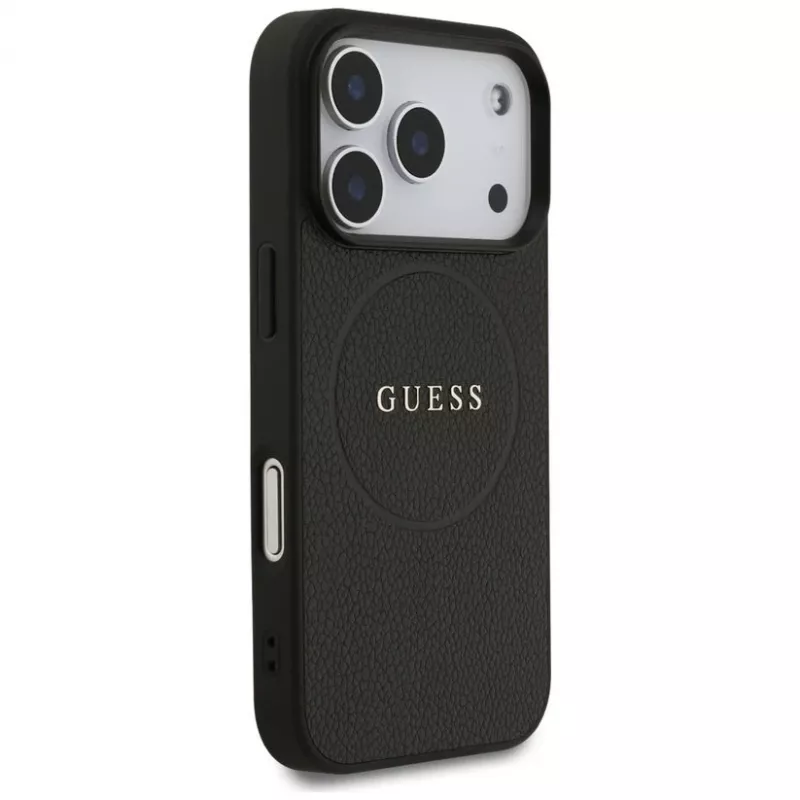 Guess Grained Ring MagSafe Case für iPhone 17 Pro Max (Schwarz)