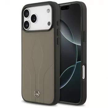 Mercedes Leather The Move MagSafe Case für iPhone 17 Pro Max Taupe