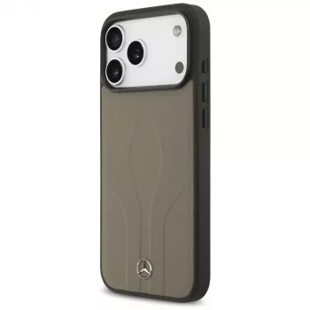 Mercedes Leather The Move MagSafe Case für iPhone 17 Pro Max Taupe