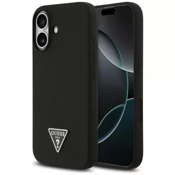 Guess Silicone Triangle Logo MagSafe Case für iPhone 17 Schwarz