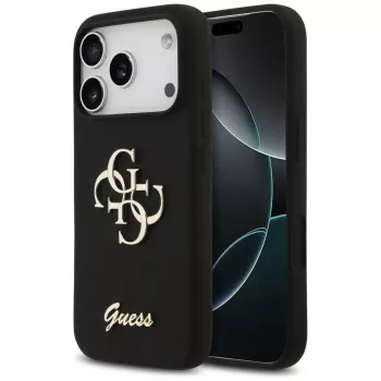 Guess Silicone Big 4G Script Case für iPhone 17 Pro Schwarz