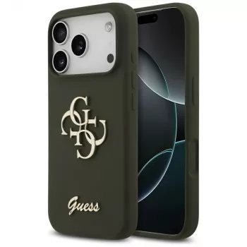 Guess Silicone Big 4G Script Case für iPhone 17 Pro Max Khaki