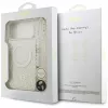 Guess IML Flowers Electro Pearl Strap MagSafe Case für iPhone 17 Pro Max Weiß