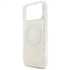Guess IML Flowers Electro Pearl Strap MagSafe Case für iPhone 17 Pro Max Weiß