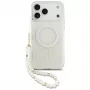 Guess IML Flowers Electro Pearl Strap MagSafe Case für iPhone 17 Pro Max Weiß