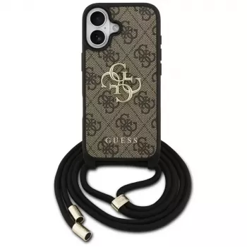 Guess 4G Big Logo Cord Stap Crossbody Case für iPhone 17 Braun