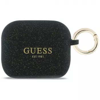 Guess Silikon-Glitzer-Ring-Hülle für AirPods Pro 3, Schwarz