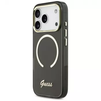 Guess IML Script Metal MagSafe Case für Apple iPhone 17 Pro Schwarz
