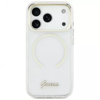 Guess IML Script Metal MagSafe Case für iPhone Air, Transparent