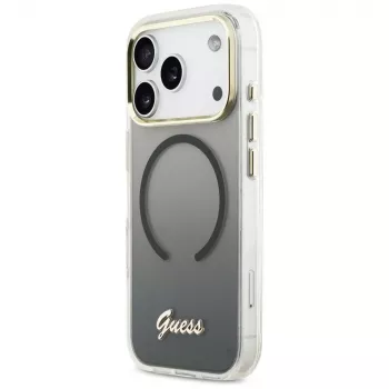 Guess IML Gradient Script Metal MagSafe Case für Apple iPhone 17 Pro Max, Schwarz