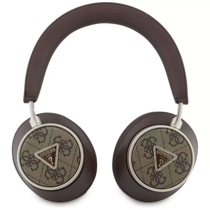 Guess 4G Triangle Logo Wireless Bluetooth 5.4 On-Ear Kopfhörer mit ENC - Braun