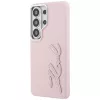 KARL LAGERFELD Grained Signature Metal Resin Logo Case für Samsung Galaxy S26 Ultra, Pink