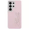 KARL LAGERFELD Grained Signature Metal Resin Logo Case für Samsung Galaxy S26 Ultra, Pink
