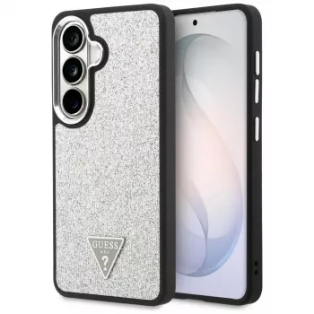Guess Fixed Glitter Triangle MagSafe Case für Samsung Galaxy S26 - Silber