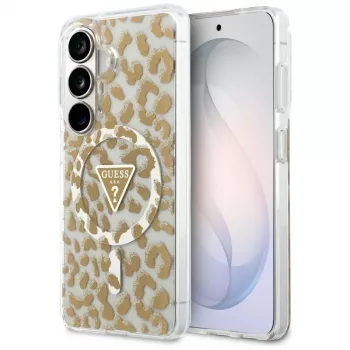 Guess IML Leopard Print Triangle MagSafe Case für Samsung Galaxy S26 (Braun)