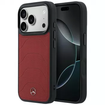 Mercedes Leather Mesh Case with Bow Line MagSafe für iPhone 17 Pro Rot