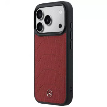 Mercedes Leather Mesh Case with Bow Line MagSafe für iPhone 17 Pro Rot